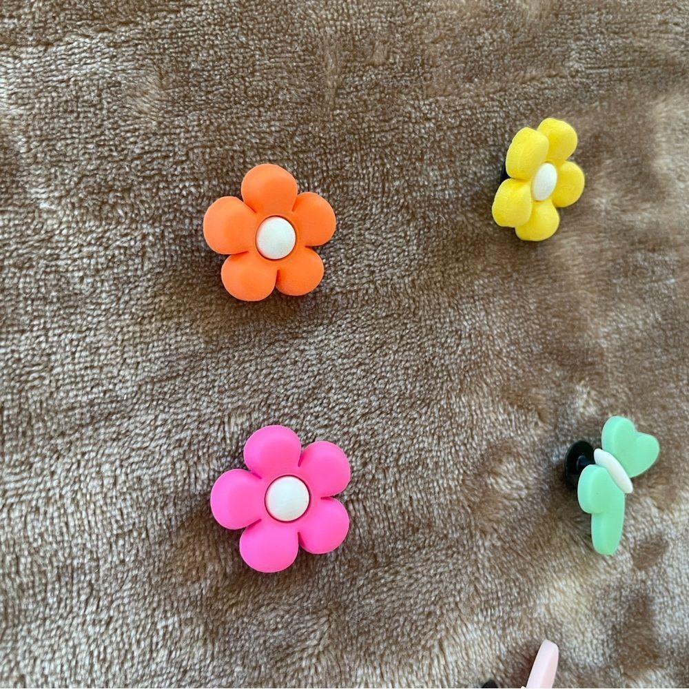 Colorful Flower and Butterfly Crocs/ Jibbitz Style Shoe Decorations Set of 5 - Picture 2 of 6